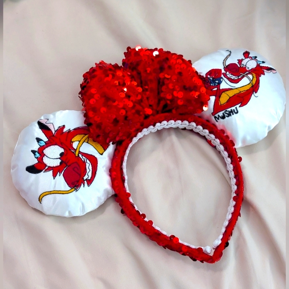 Disney Inspired Red Sequin Mushu/Mulan Custom Ears Headband